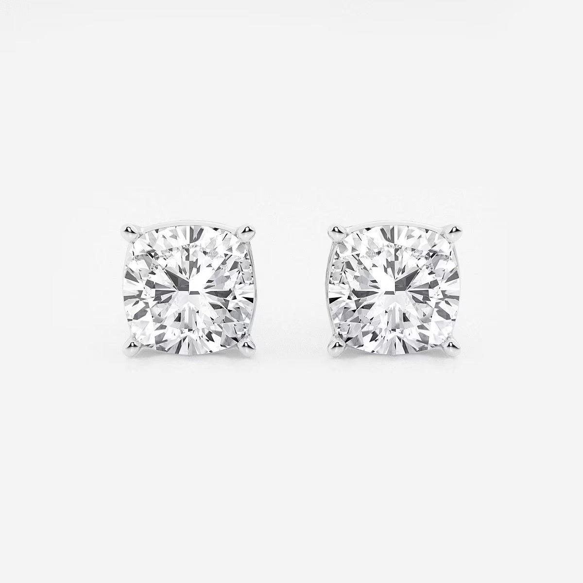 4.00 Ct Classic Cushion Shap Near-Colorless 4-Prong Stud Earring