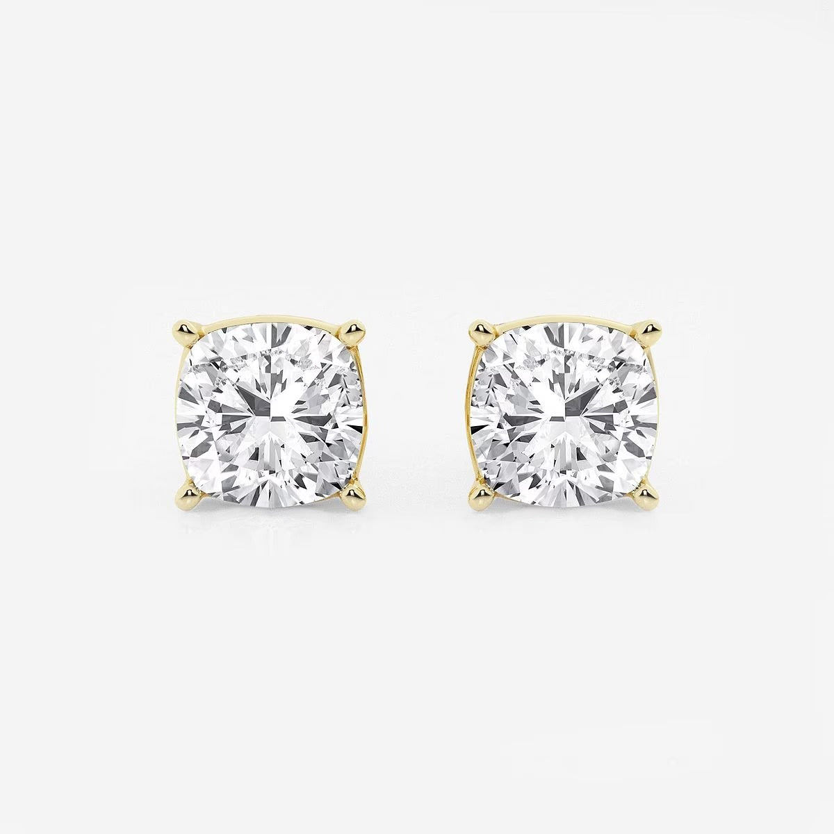 4.00 Ct Classic Cushion Shap Near-Colorless 4-Prong Stud Earring