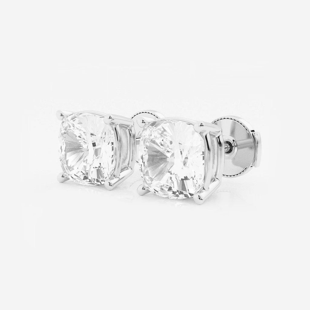 5.00 Ct Classic Cushion Shap Near-Colorless 4-Prong Stud Earring