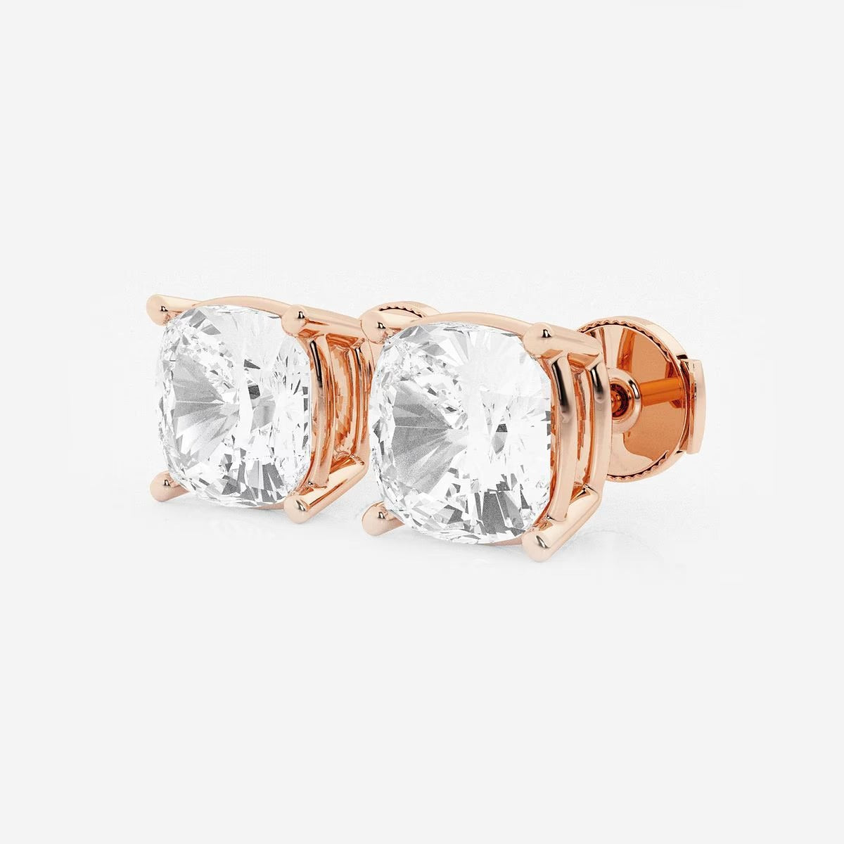 6.00 Ct Classic Cushion Shap Near-Colorless 4-Prong Stud Earring