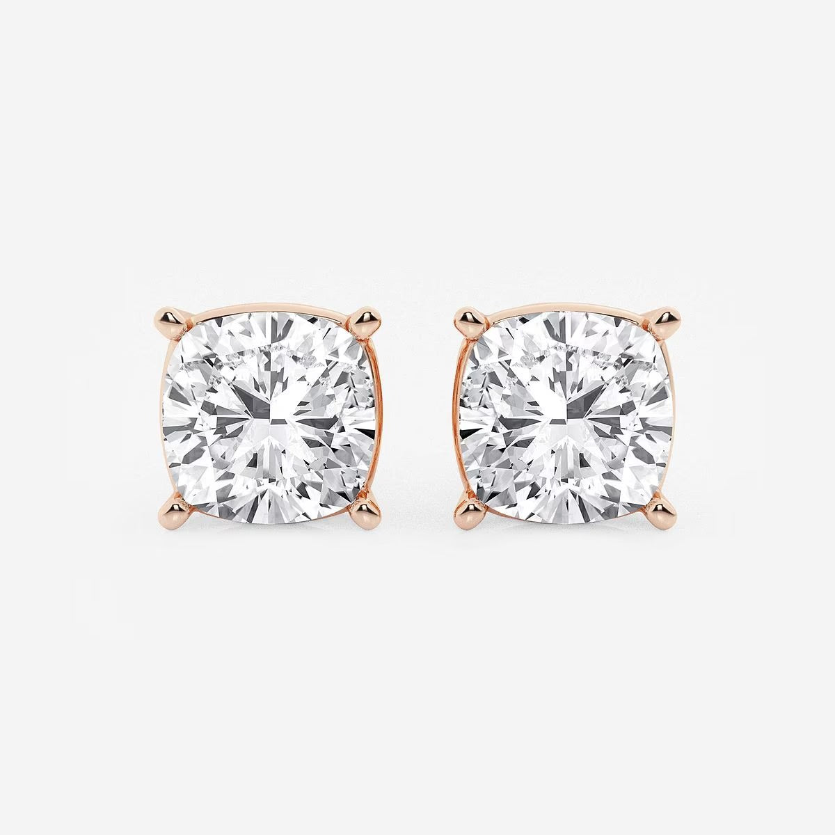 6.00 Ct Classic Cushion Shap Near-Colorless 4-Prong Stud Earring