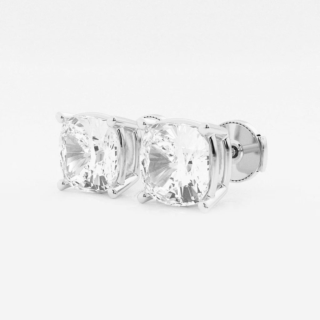 6.00 Ct Classic Cushion Shap Near-Colorless 4-Prong Stud Earring