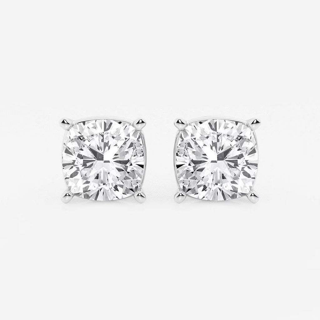 6.00 Ct Classic Cushion Shap Near-Colorless 4-Prong Stud Earring