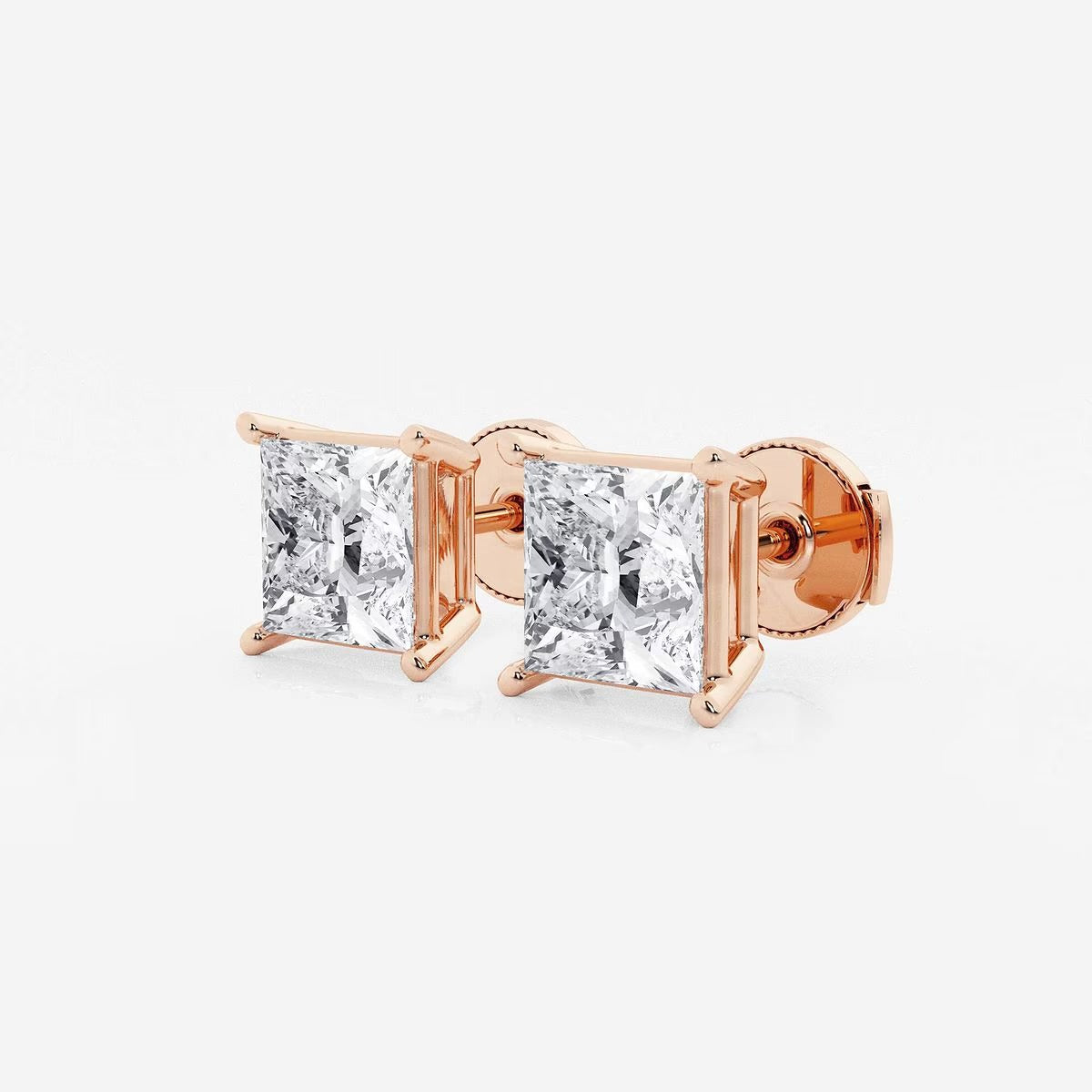 4.00 Ct Princess Shap Near-Colorless 4-Prong Stud Earring