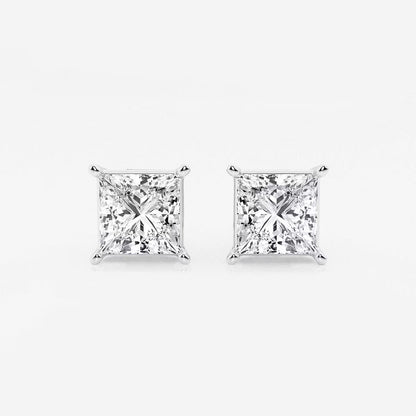4.00 Ct Princess Shap Near-Colorless 4-Prong Stud Earring