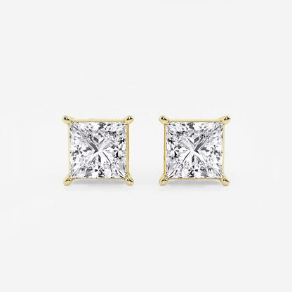 4.00 Ct Princess Shap Near-Colorless 4-Prong Stud Earring