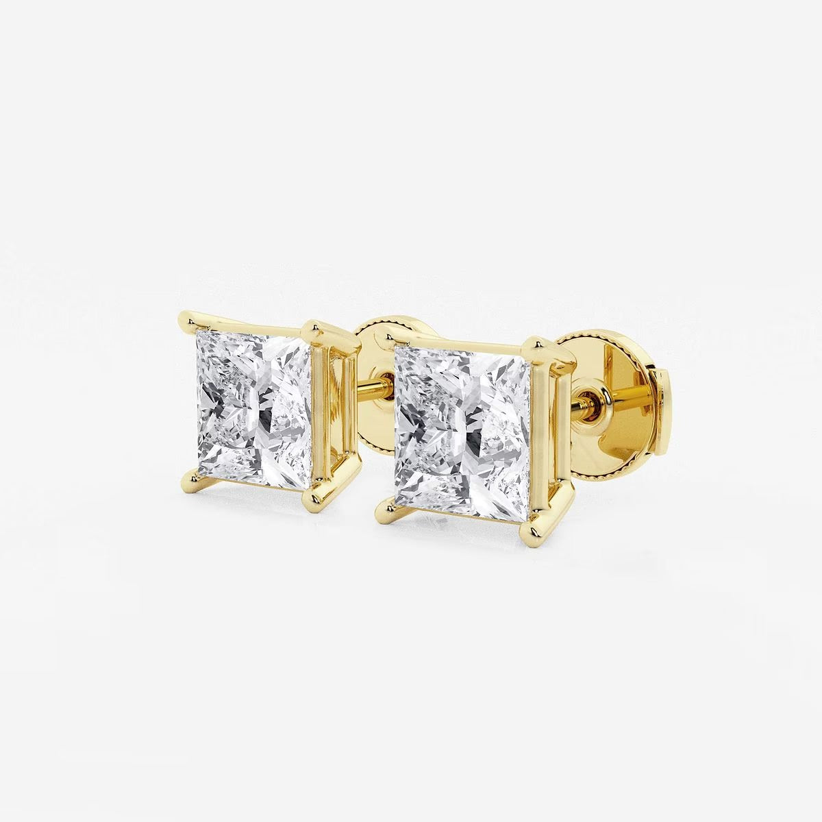 4.00 Ct Princess Shap Near-Colorless 4-Prong Stud Earring