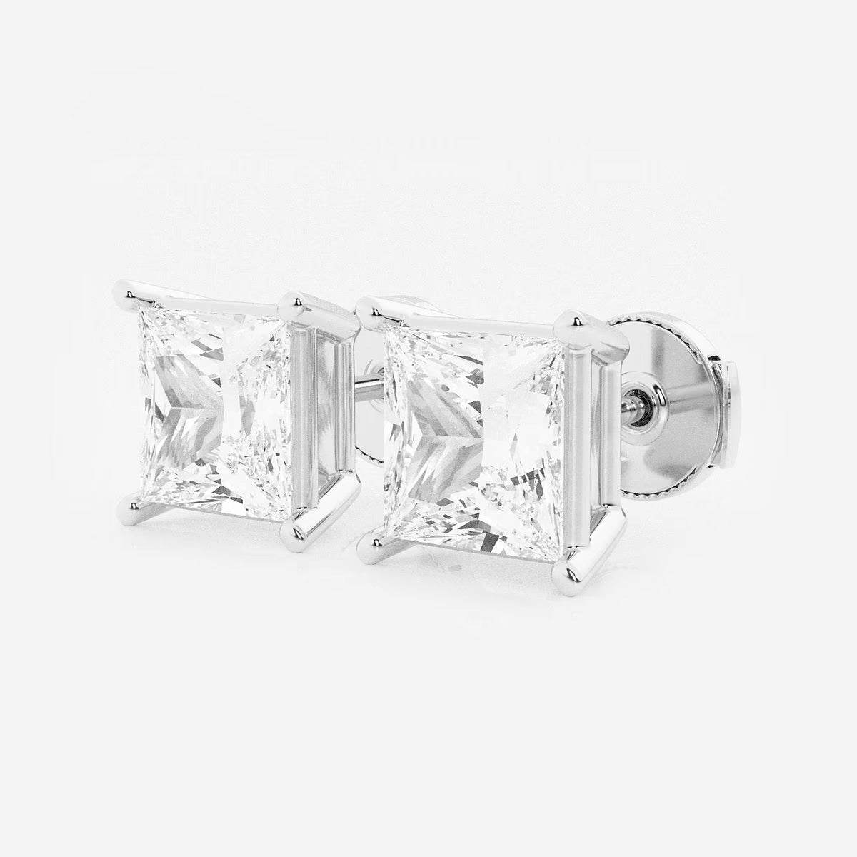 5.00 Ct Princess Shap Near-Colorless 4-Prong Stud Earring