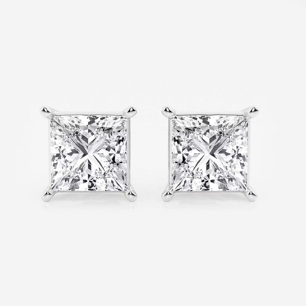 5.00 Ct Princess Shap Near-Colorless 4-Prong Stud Earring