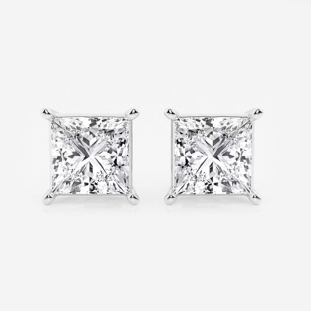 5.00 Ct Princess Shap Near-Colorless 4-Prong Stud Earring
