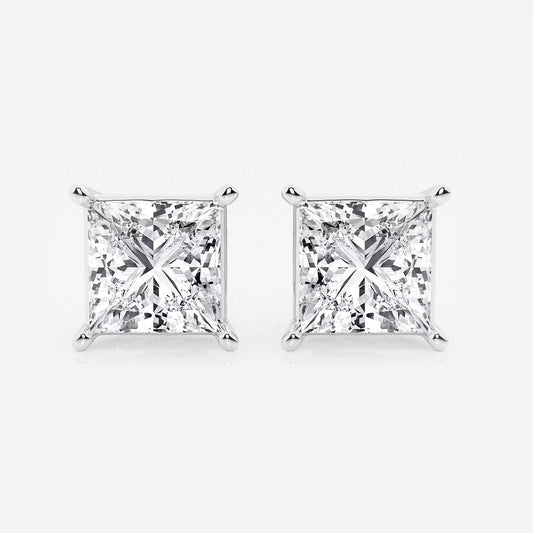 5.00 Ct Princess Shap Near-Colorless 4-Prong Stud Earring