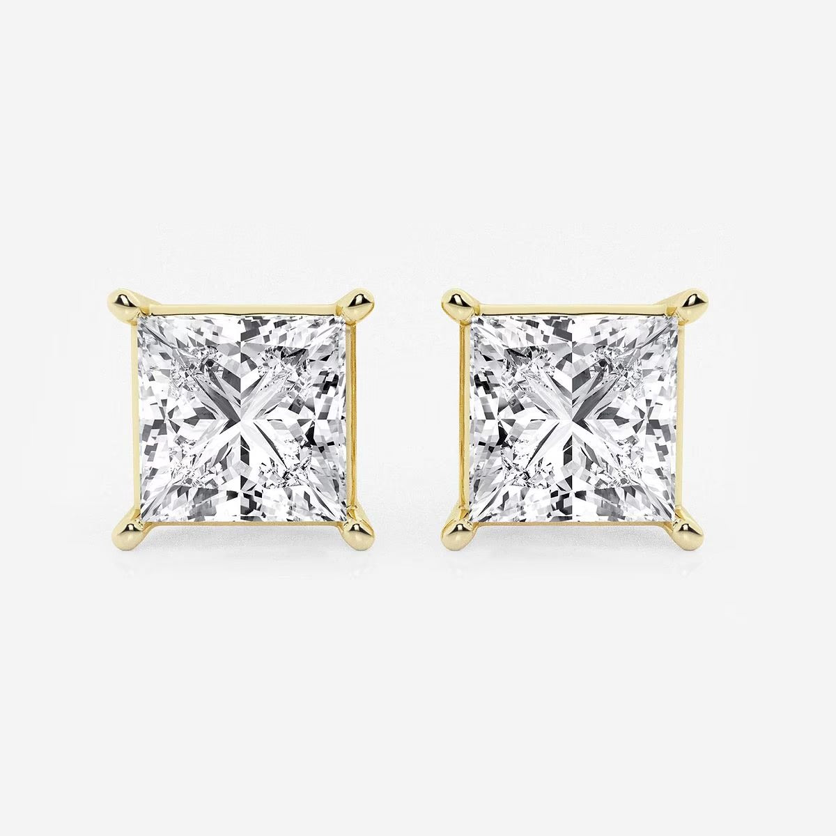 5.00 Ct Princess Shap Near-Colorless 4-Prong Stud Earring