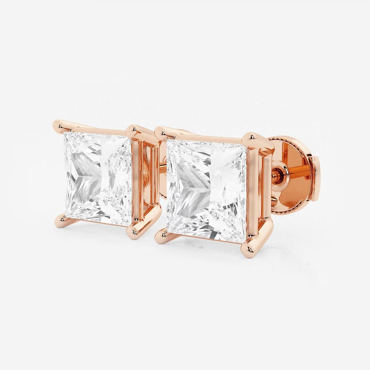 6.00 Ct Princess Shap Near-Colorless 4-Prong Stud Earring