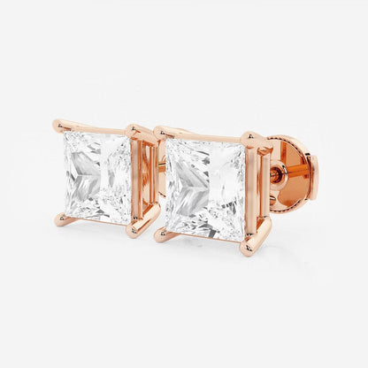 6.00 Ct Princess Shap Near-Colorless 4-Prong Stud Earring