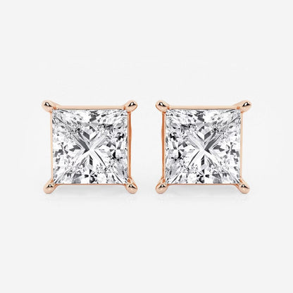 6.00 Ct Princess Shap Near-Colorless 4-Prong Stud Earring