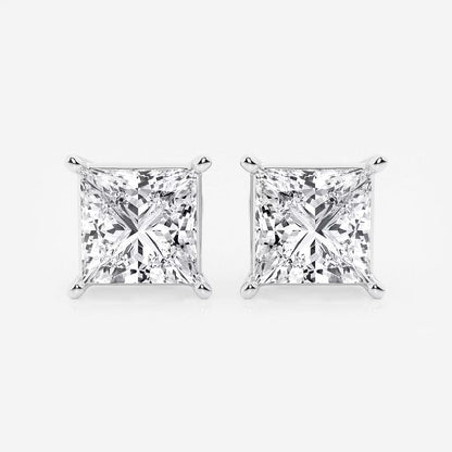 6.00 Ct Princess Shap Near-Colorless 4-Prong Stud Earring