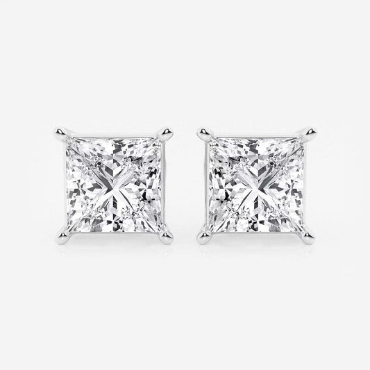 6.00 Ct Princess Shap Near-Colorless 4-Prong Stud Earring