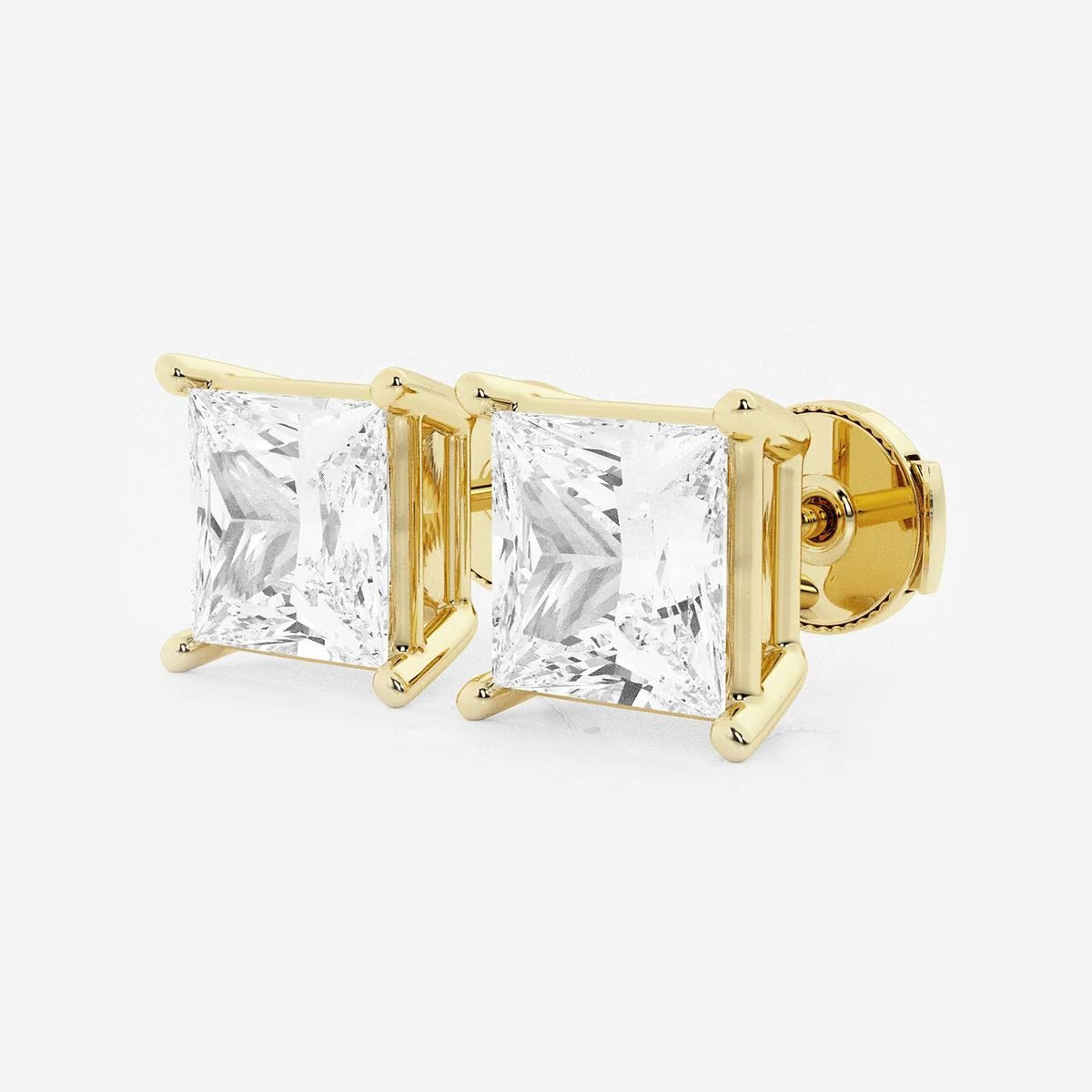 6.00 Ct Princess Shap Near-Colorless 4-Prong Stud Earring