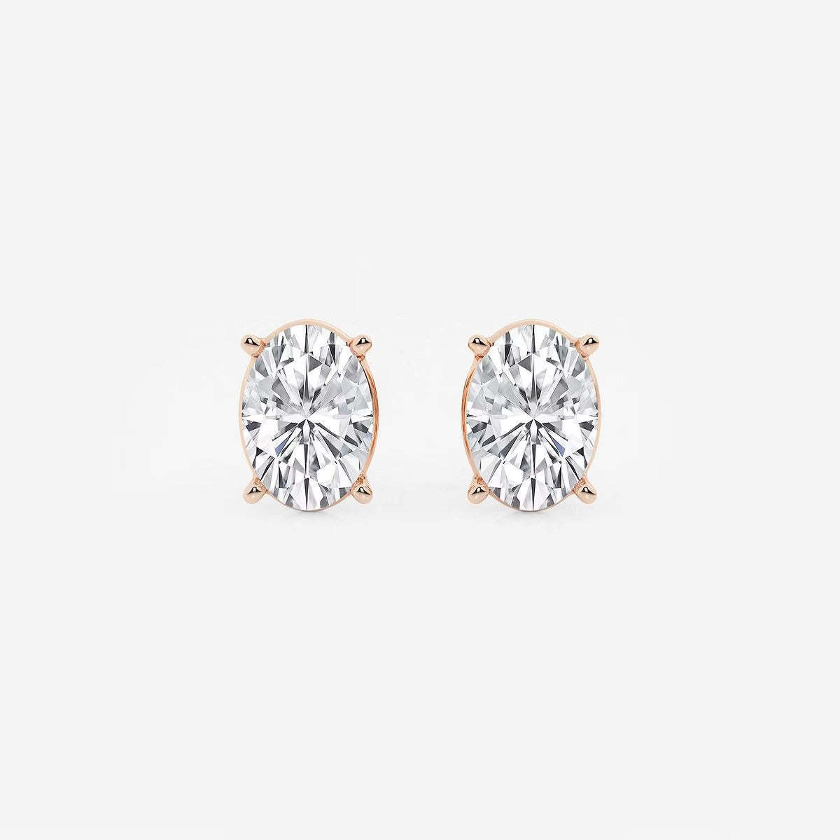 4.00 Ct Oval Solitaire Four Prong Stud Earrings