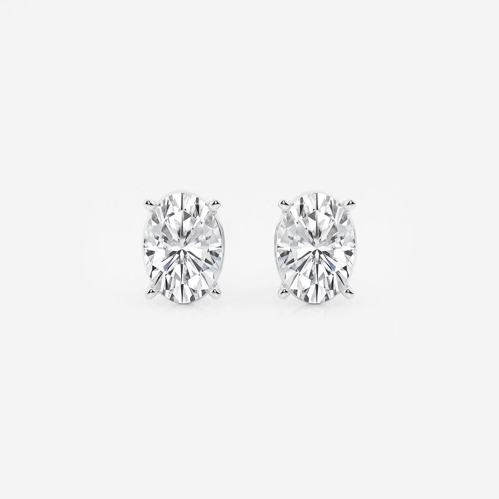 4.00 Ct Oval Solitaire Four Prong Stud Earrings