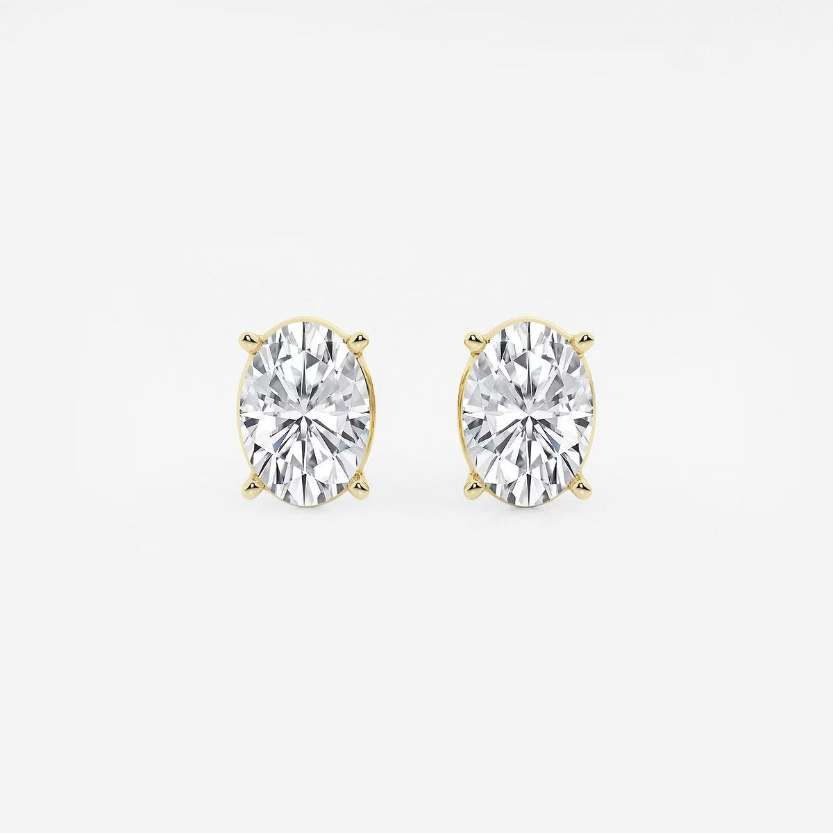 4.00 Ct Oval Solitaire Four Prong Stud Earrings