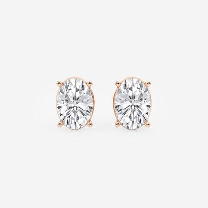 5.00 Ct Oval Solitaire Four Prong Stud Earrings