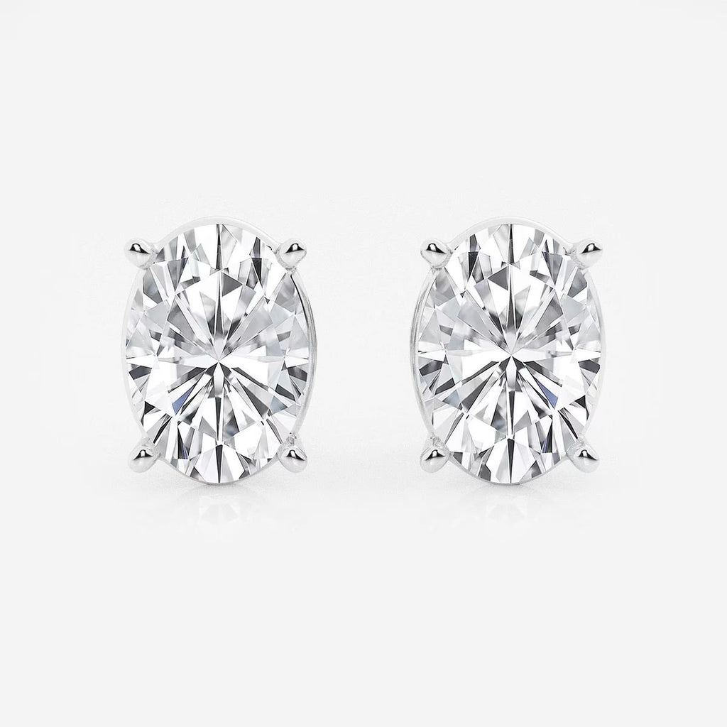 5.00 Ct Oval Solitaire Four Prong Stud Earrings