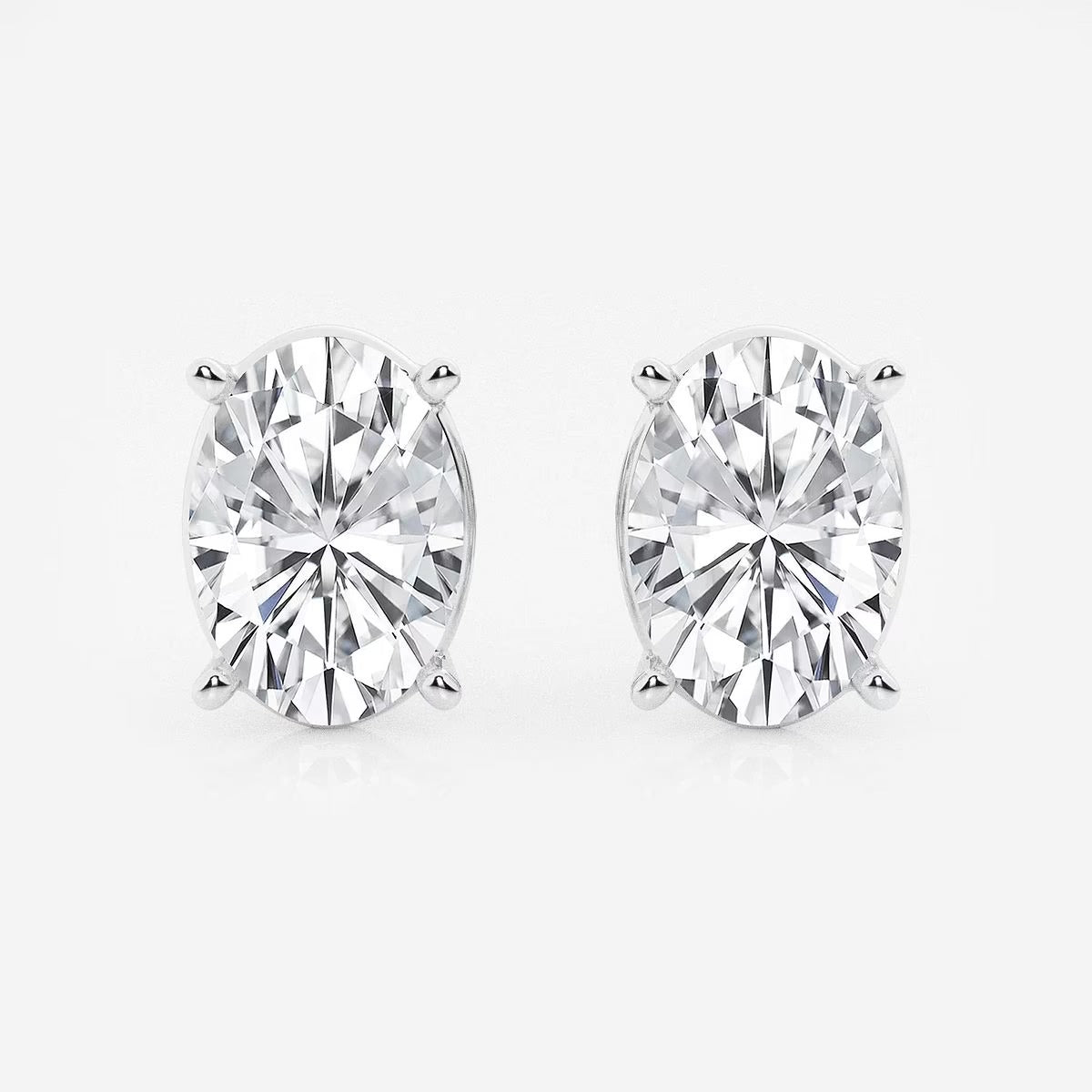 5.00 Ct Oval Solitaire Four Prong Stud Earrings