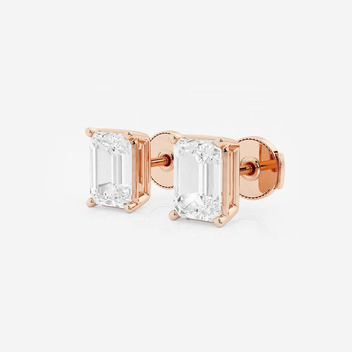 4.00 Ct Emerald Shap Near-Colorless 4-Prong Stud Earring