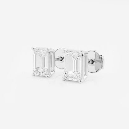 4.00 Ct Emerald Shap Near-Colorless 4-Prong Stud Earring
