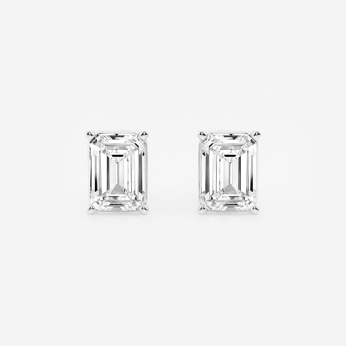 4.00 Ct Emerald Shap Near-Colorless 4-Prong Stud Earring