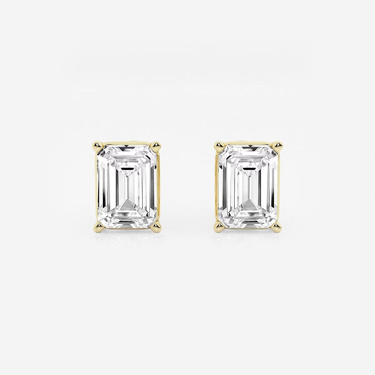 4.00 Ct Emerald Shap Near-Colorless 4-Prong Stud Earring