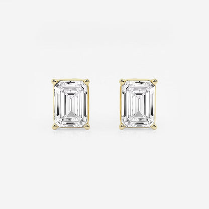 4.00 Ct Emerald Shap Near-Colorless 4-Prong Stud Earring