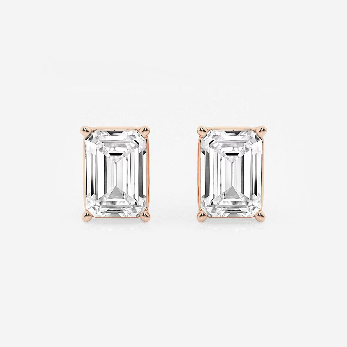 5.00 Ct Emerald Shap Near-Colorless 4-Prong Stud Earring