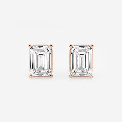5.00 Ct Emerald Shap Near-Colorless 4-Prong Stud Earring