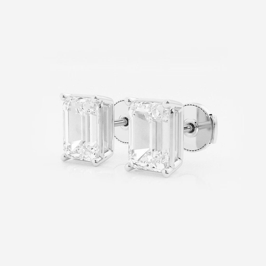 5.00 Ct Emerald Shap Near-Colorless 4-Prong Stud Earring