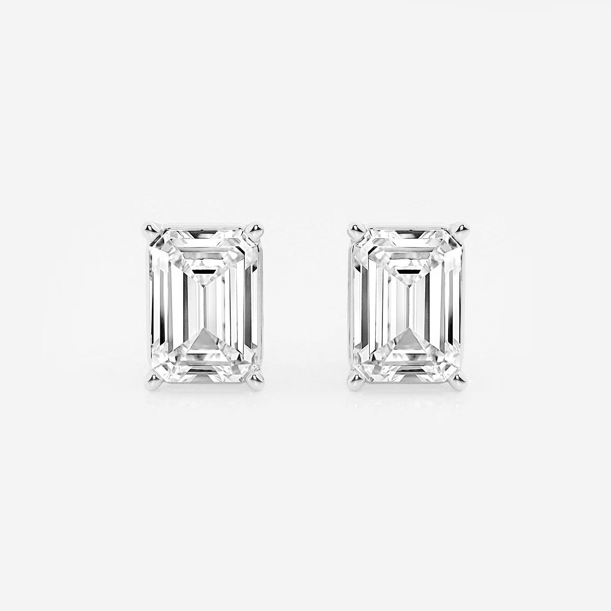 5.00 Ct Emerald Shap Near-Colorless 4-Prong Stud Earring