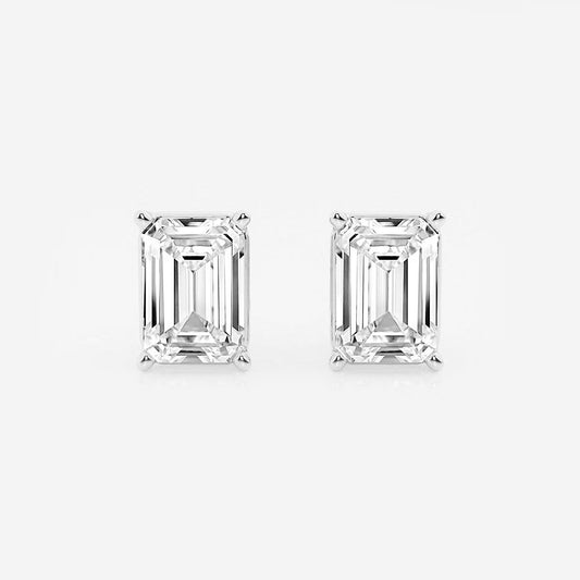 5.00 Ct Emerald Shap Near-Colorless 4-Prong Stud Earring