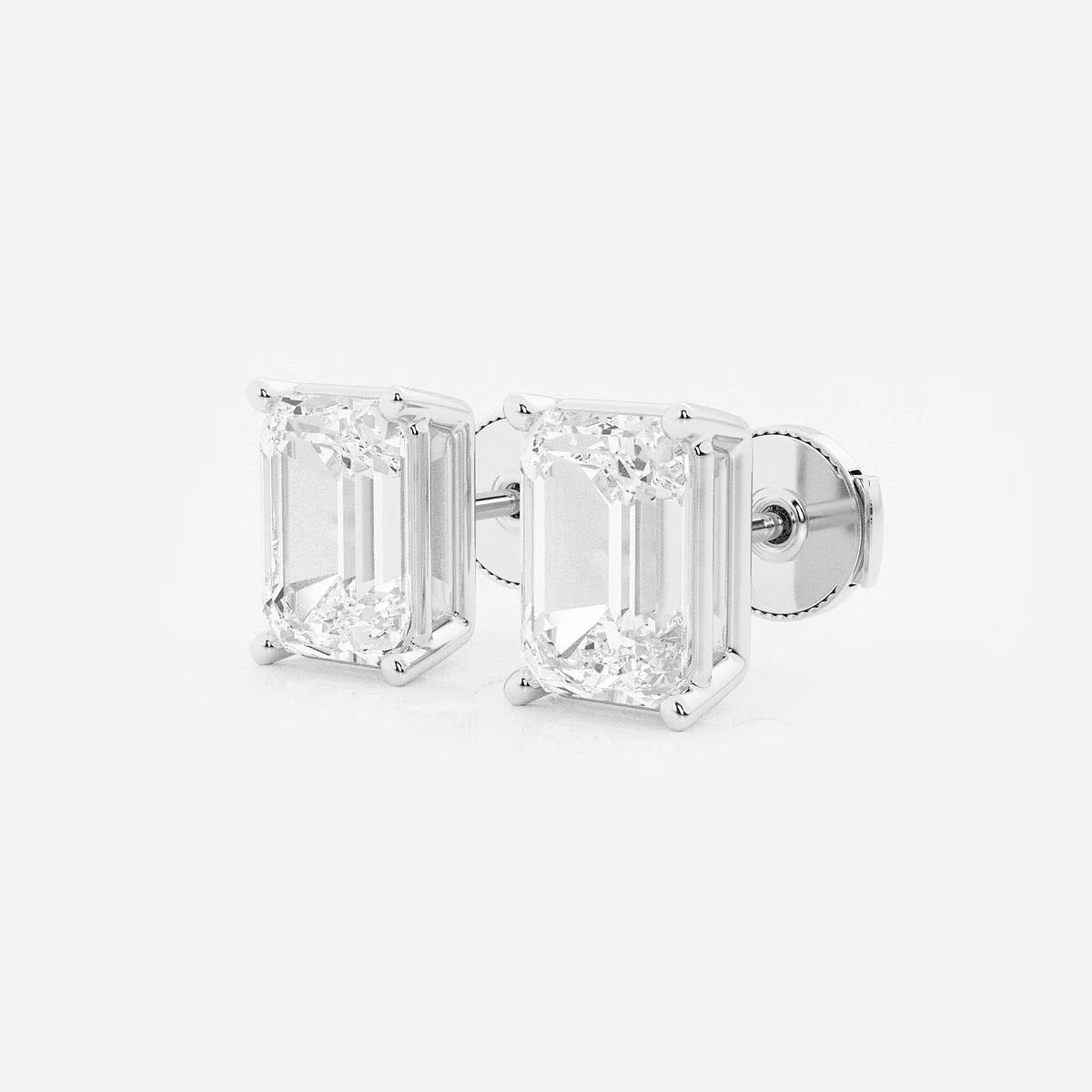 6.00 Ct Emerald Shap Near-Colorless 4-Prong Stud Earring