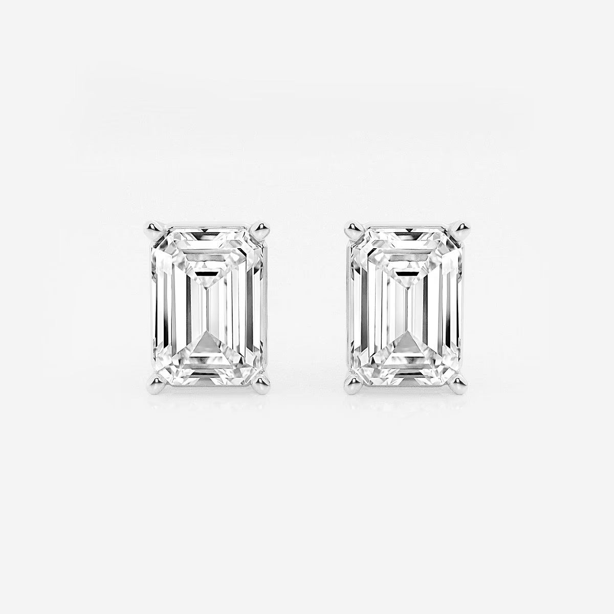 6.00 Ct Emerald Shap Near-Colorless 4-Prong Stud Earring