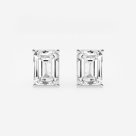 6.00 Ct Emerald Shap Near-Colorless 4-Prong Stud Earring