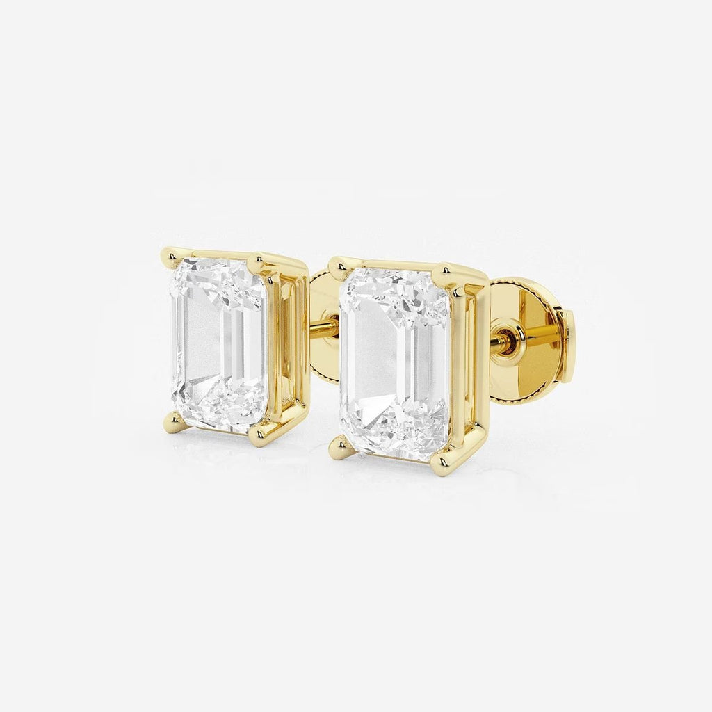 6.00 Ct Emerald Shap Near-Colorless 4-Prong Stud Earring