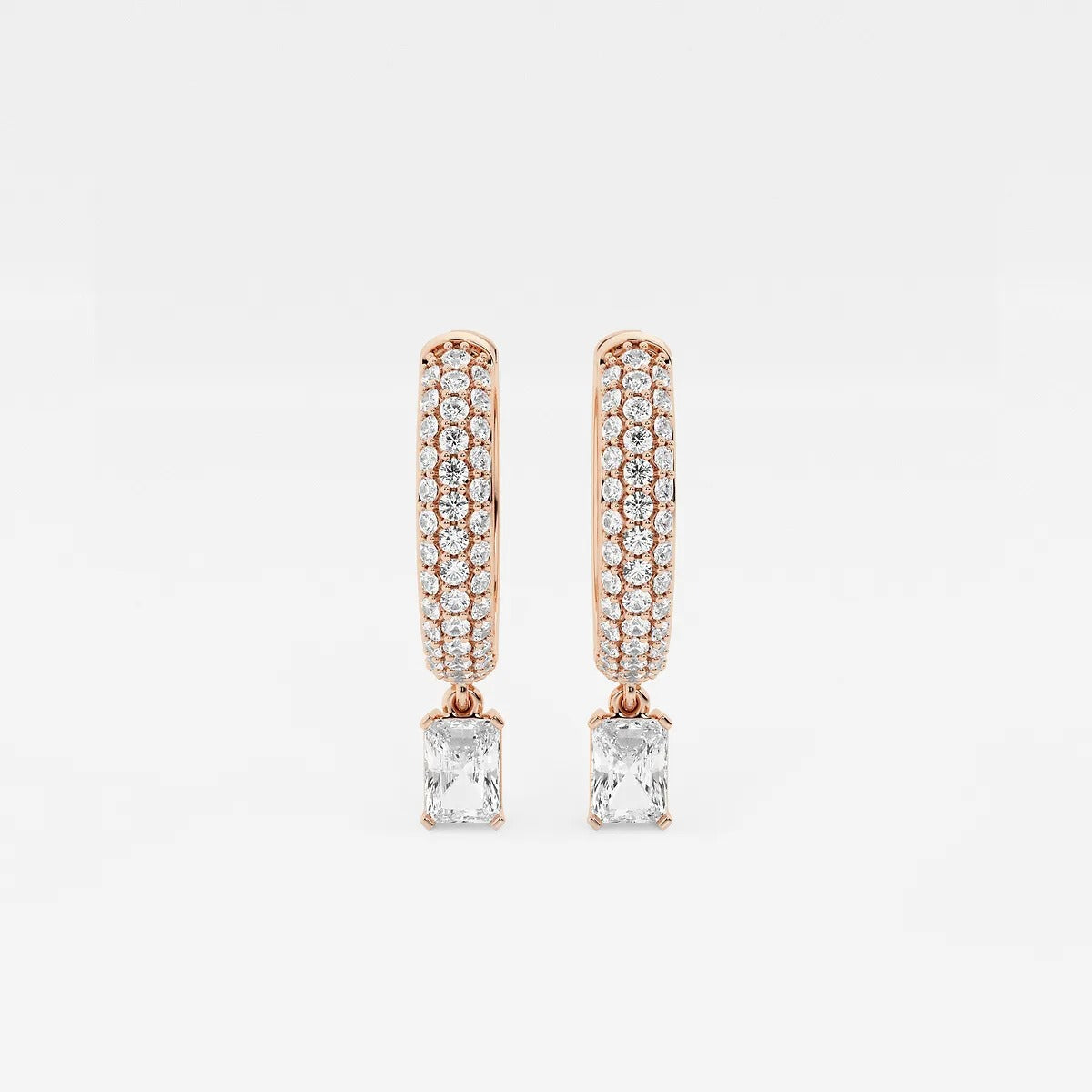 0.80Ct Radiant Lab Grown Diamond Huggie Hoop Earrings