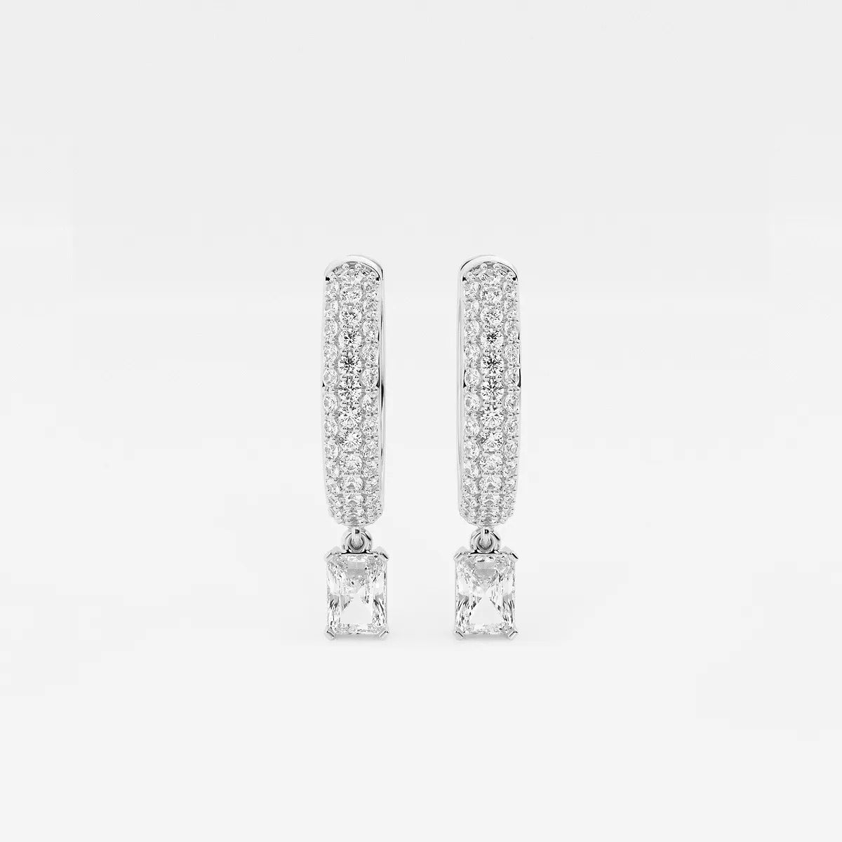 0.80Ct Radiant Lab Grown Diamond Huggie Hoop Earrings