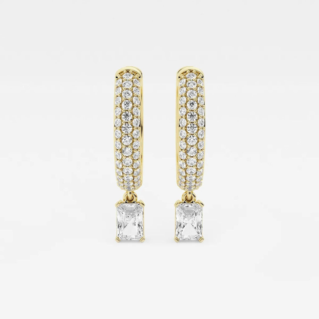 0.80Ct Radiant Lab Grown Diamond Huggie Hoop Earrings