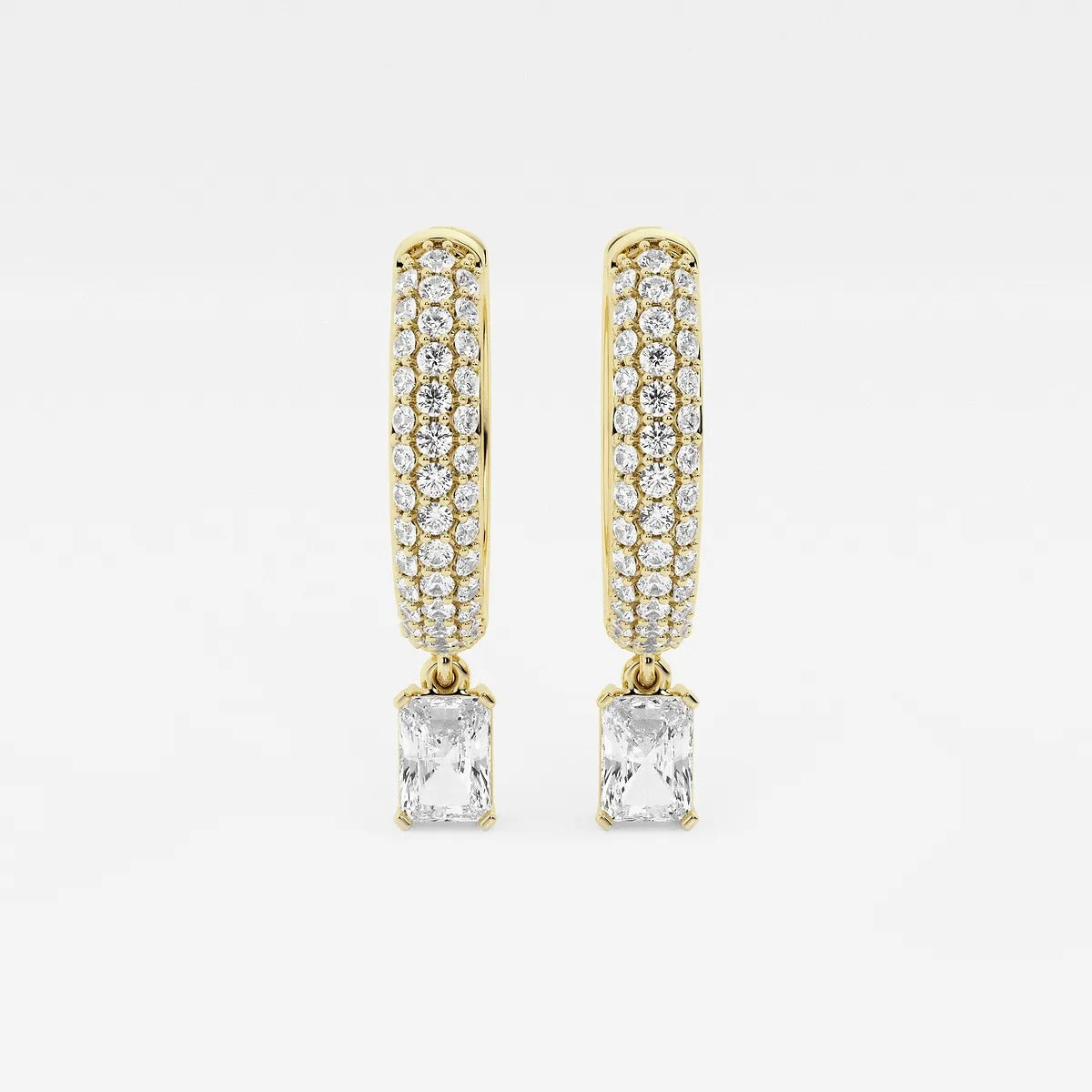 0.80Ct Radiant Lab Grown Diamond Huggie Hoop Earrings