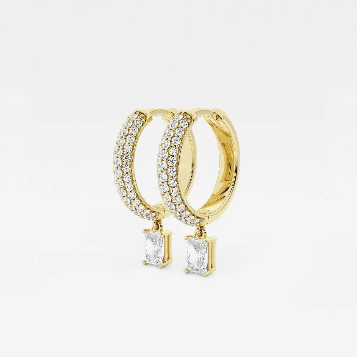 0.80Ct Radiant Lab Grown Diamond Huggie Hoop Earrings