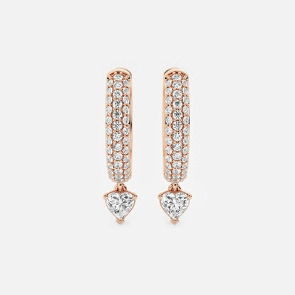 0.80 Ct Heart Lab Grown Diamond Huggie Hoop Earrings