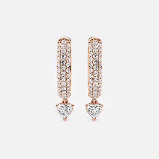 0.80 Ct Heart Lab Grown Diamond Huggie Hoop Earrings