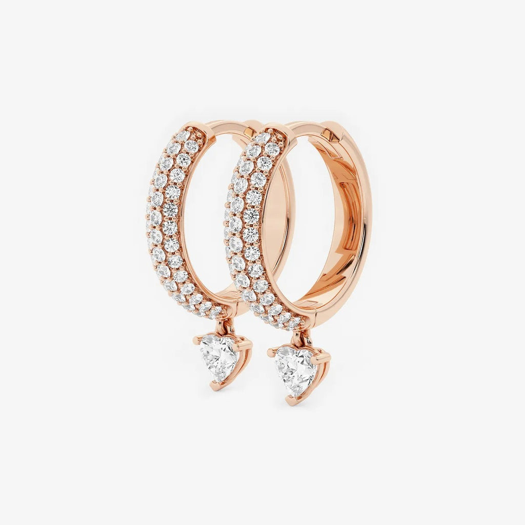0.80 Ct Heart Lab Grown Diamond Huggie Hoop Earrings